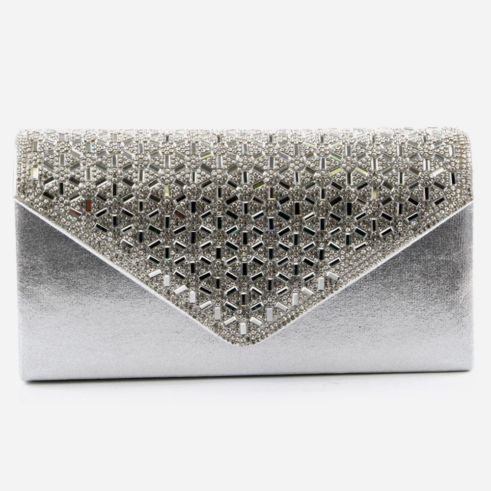 Womens Clutch Bag Wedding Handbag Prom Purse Sparkly Flap Over Diamante Party Bags Diamante Birthday Gifts for Her - Image 3