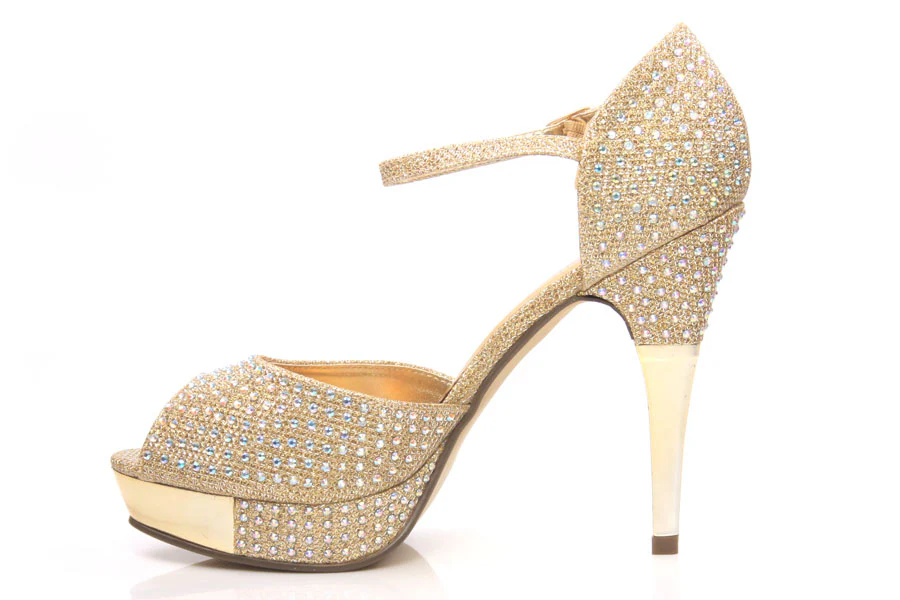 Womens Dazzling Peep Toe Platform High Heels - Image 3