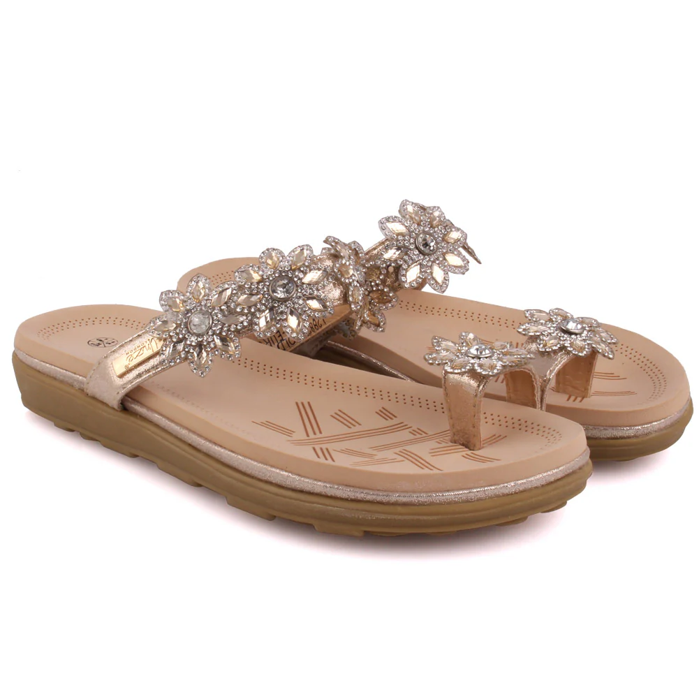 Womens ‘Fevia’ Flat Decorated Summer Slippers - Image 2