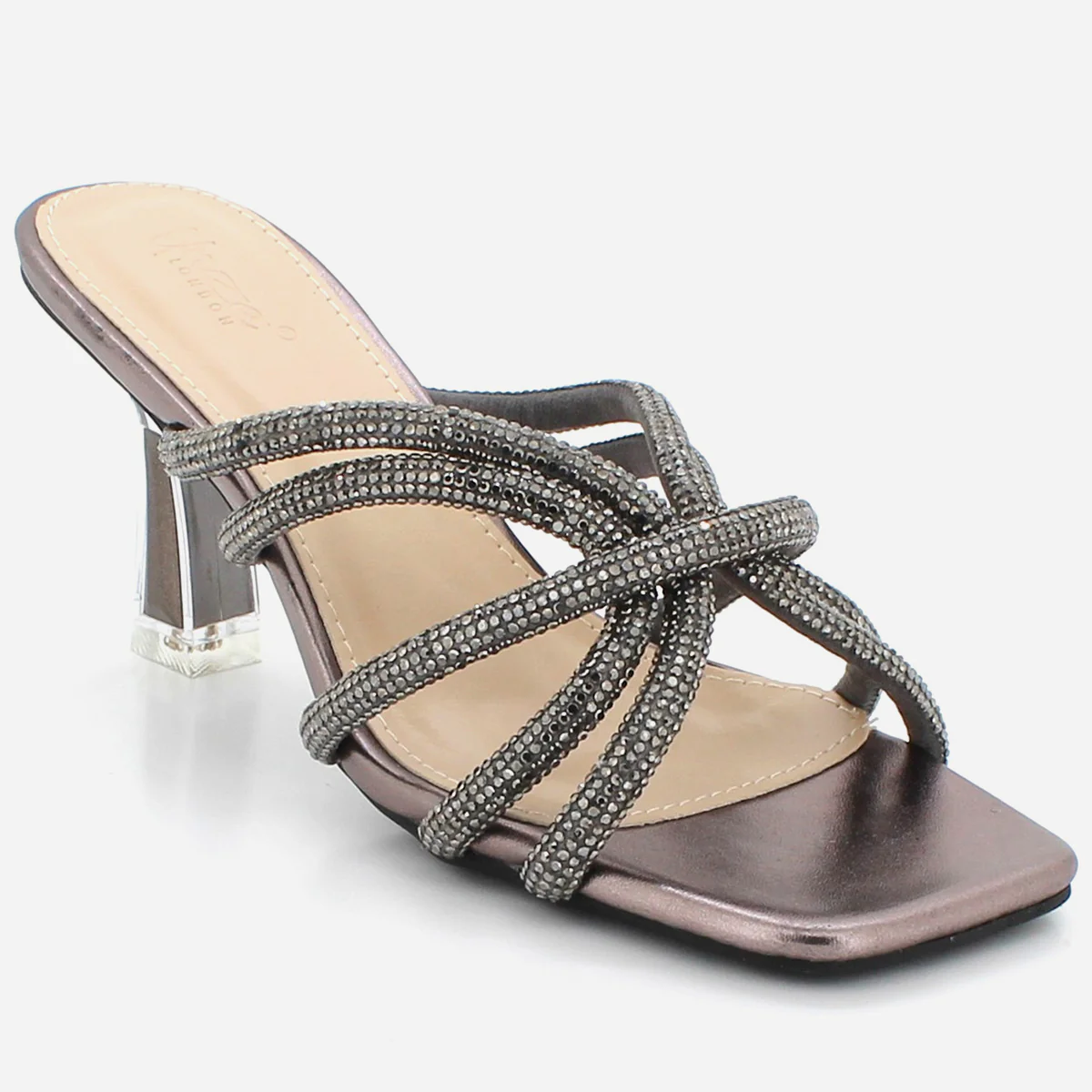Womens "GUANI" Crystal Decorated Slid-In Party Sandals
