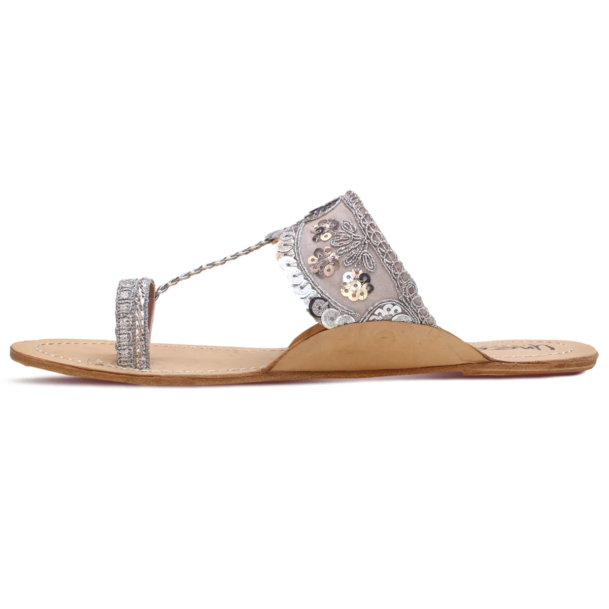 Womens "GULIZER" Decorated Leather Kolhapuri Slippers - Image 3