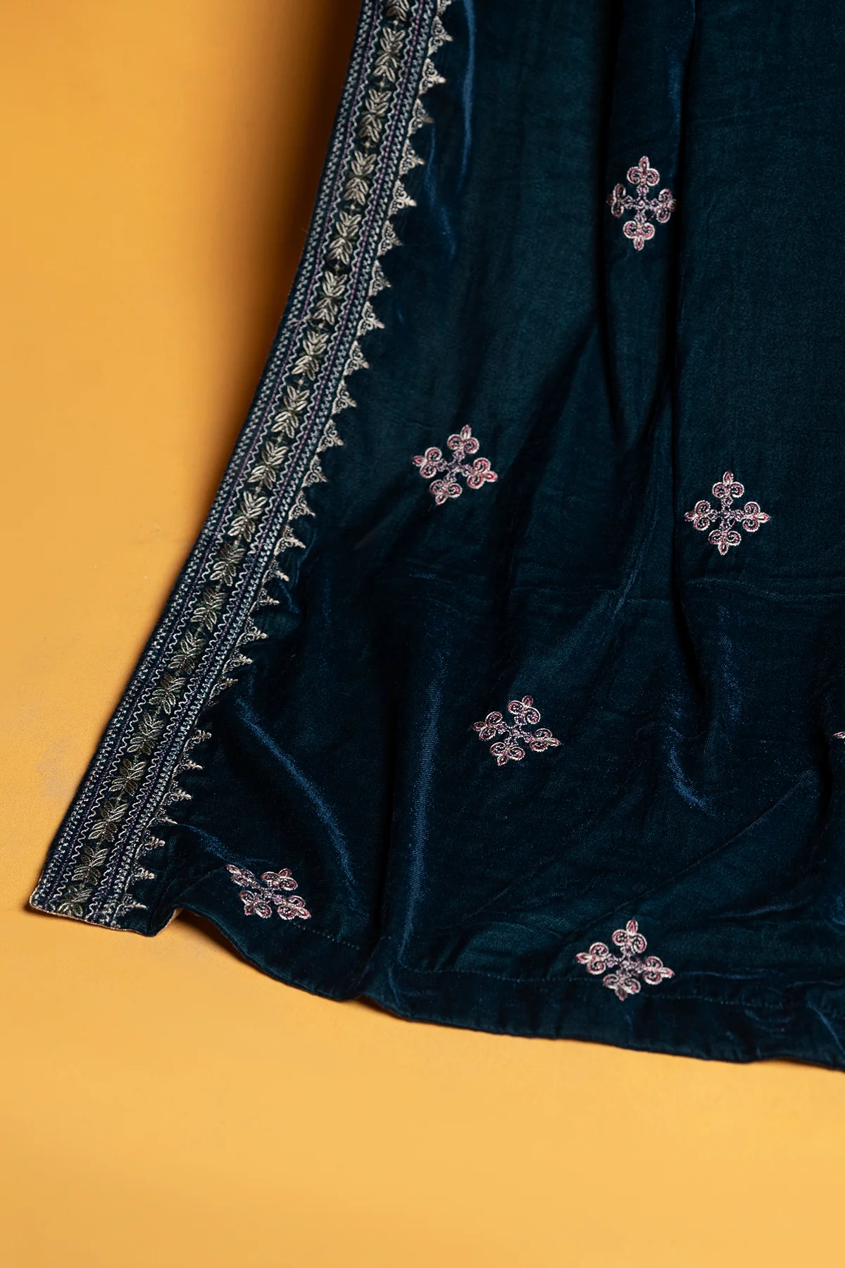 Womens "JEDD" Velvet Embroidery Shawl