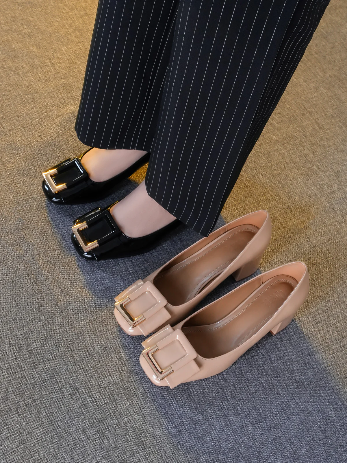 Womens "KAIRO" Chunky Heel Pointy Toe Courts - Image 3