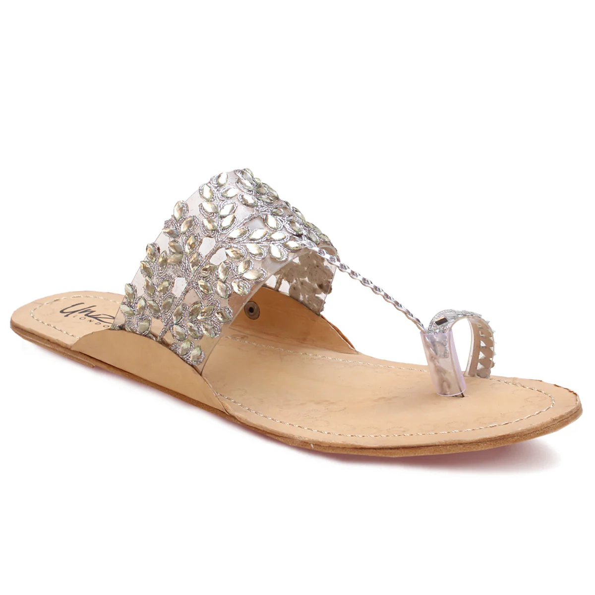 Womens "KARIKA" Decorated Leather Kolhapuri Slippers