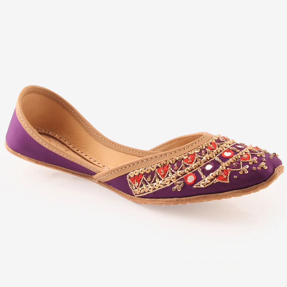 Womens "MYRSE" Embellished Leather Indian Khussa