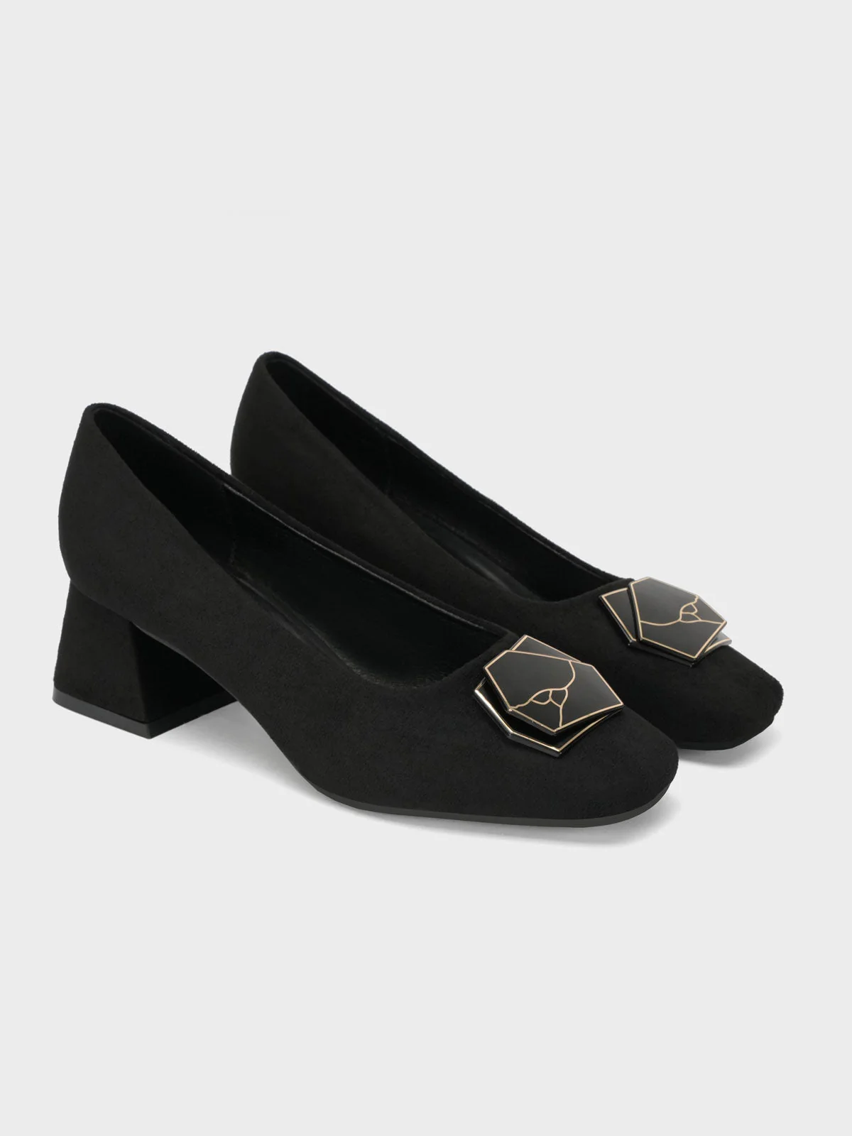 Womens "NETAN" Block Heel Decorated Courts - Image 2