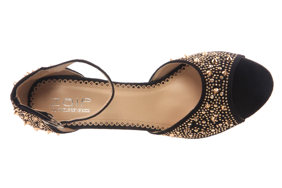 Womens Peep Toe Embellished Heel Pumps - Image 3