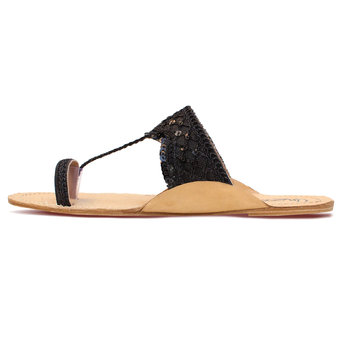 Womens "PINAAR" Decorated Leather Kolhapuri Slippers - Image 3