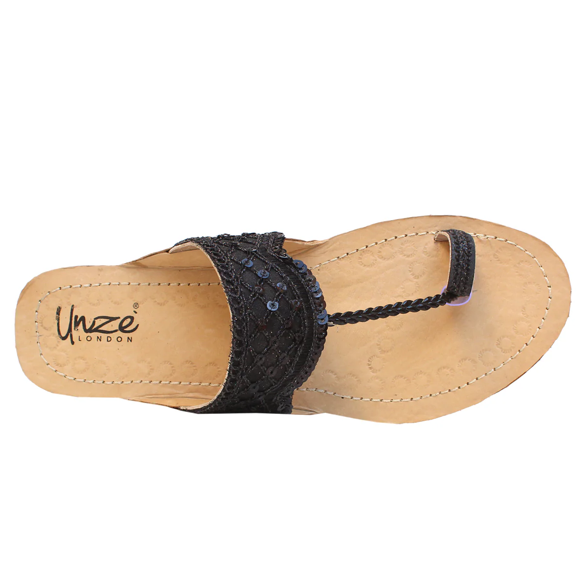 Womens "PINAAR" Decorated Leather Kolhapuri Slippers - Image 4