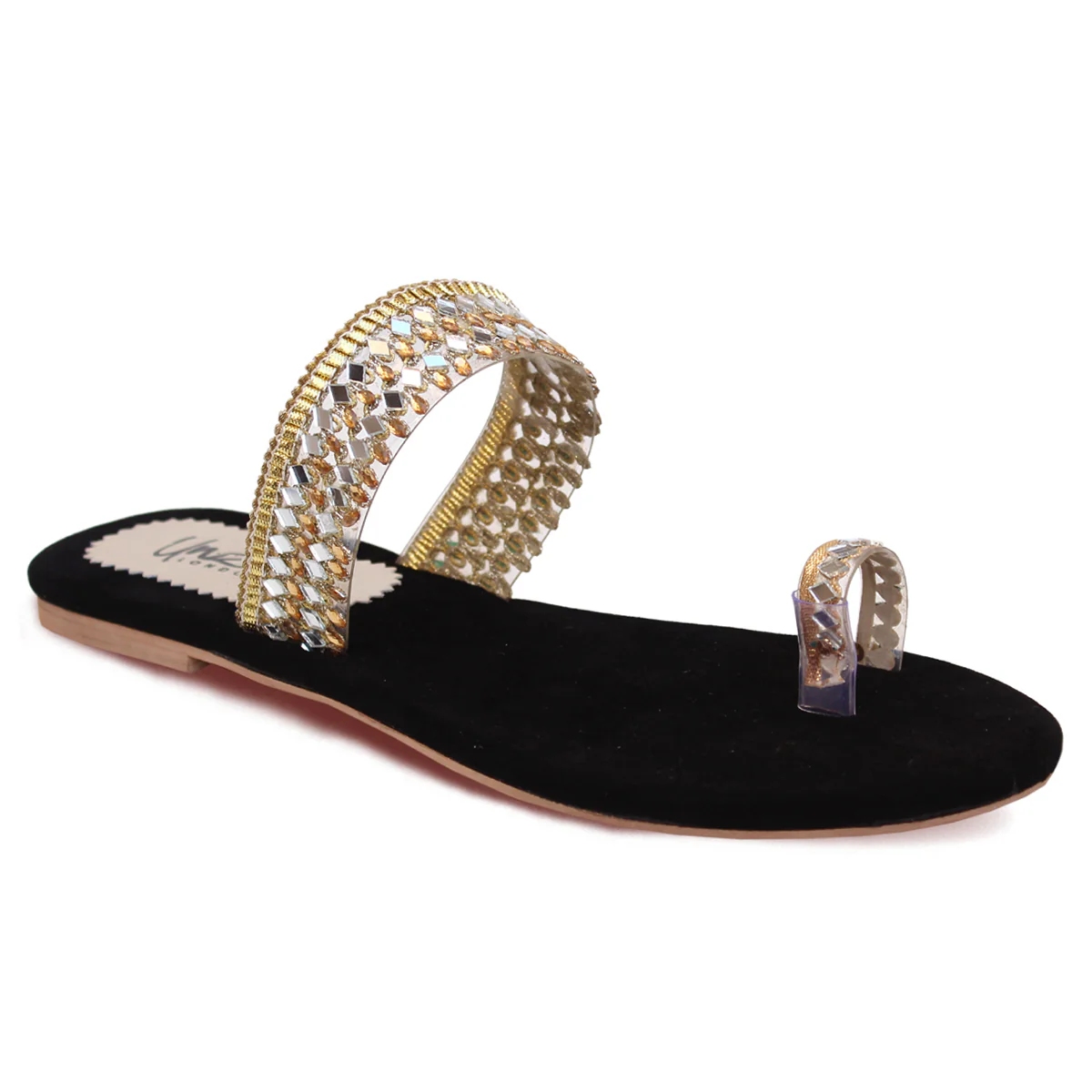 Womens "RASHEDA" Decorated Leather Kolhapuri Slippers
