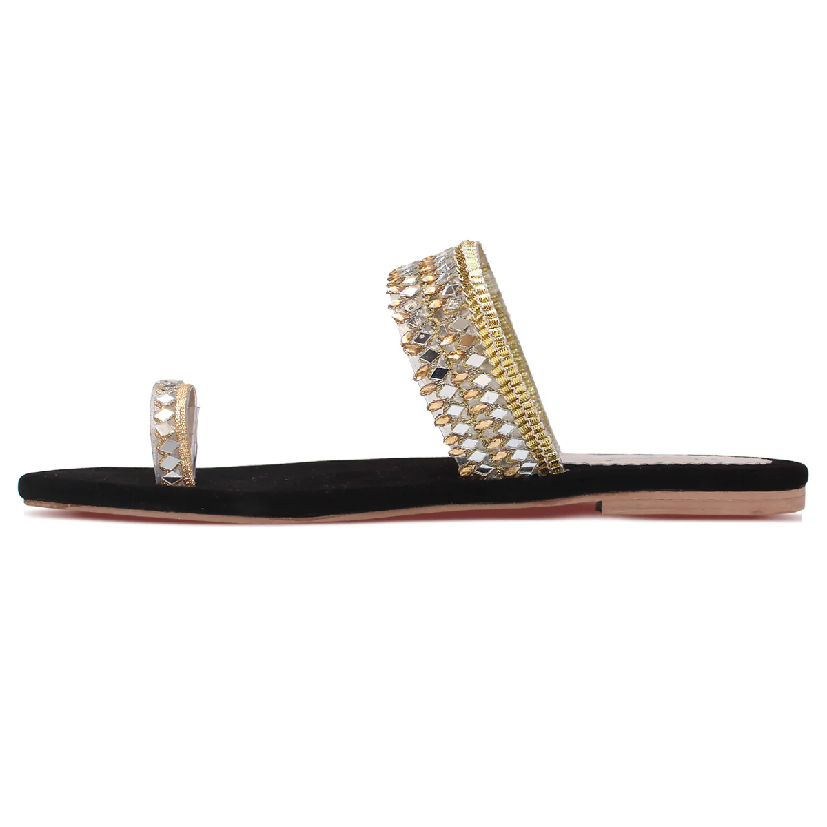 Womens "RASHEDA" Decorated Leather Kolhapuri Slippers - Image 3