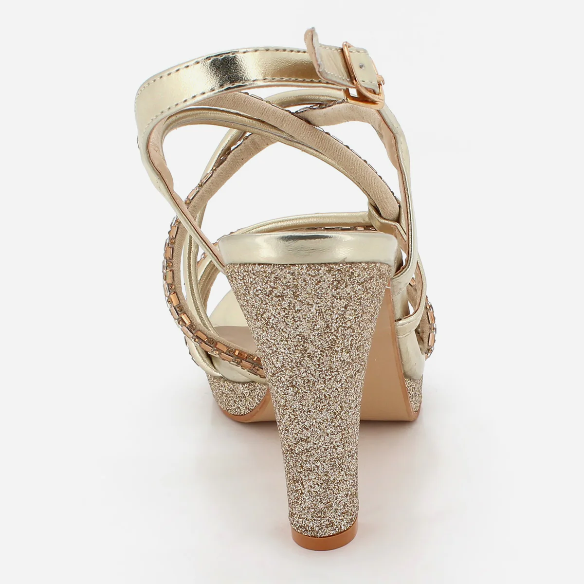 Womens "ROYALE" Diamante Detailing Block Heeled Sandals - Image 3