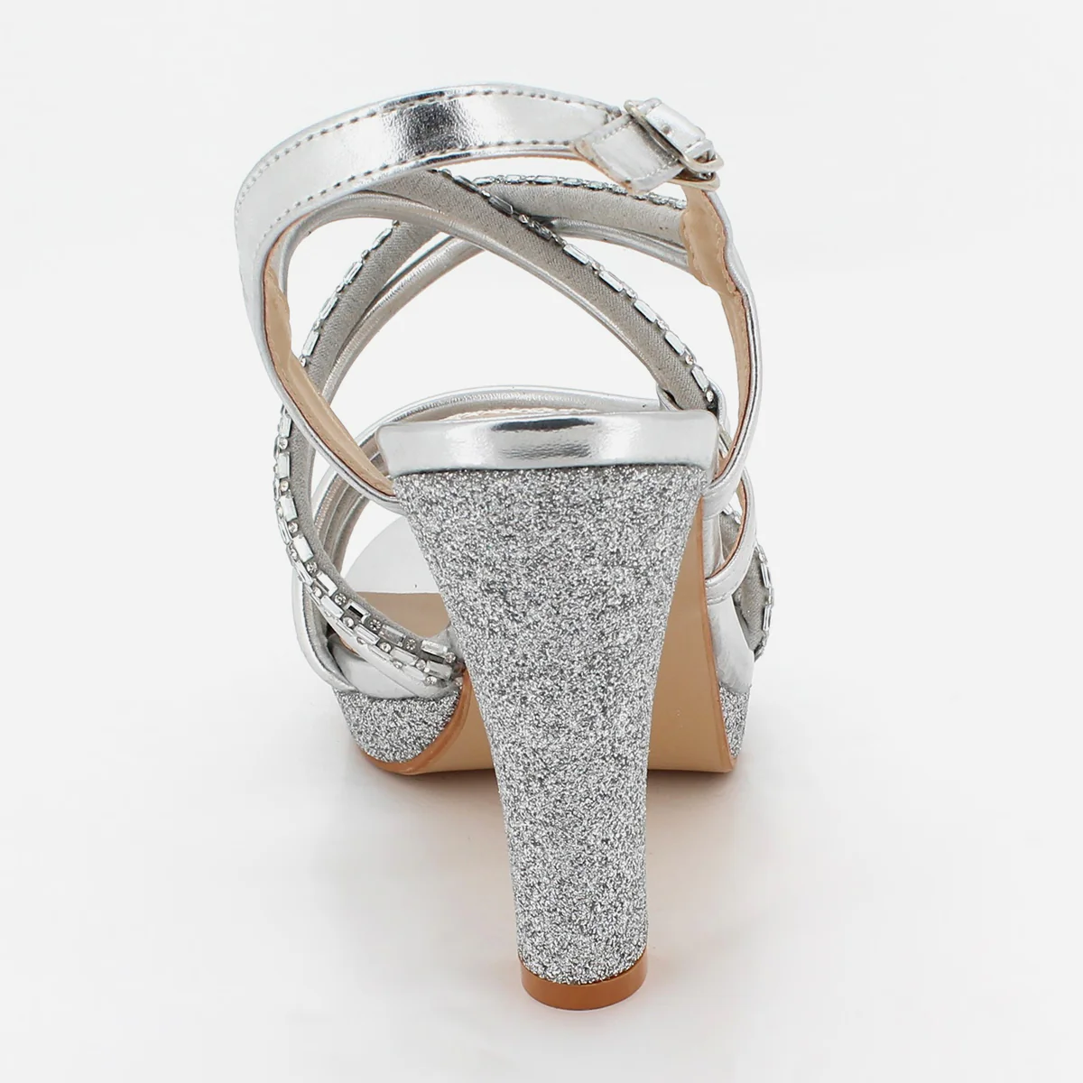 Womens "ROYALE" Diamante Detailing Block Heeled Sandals - Image 3