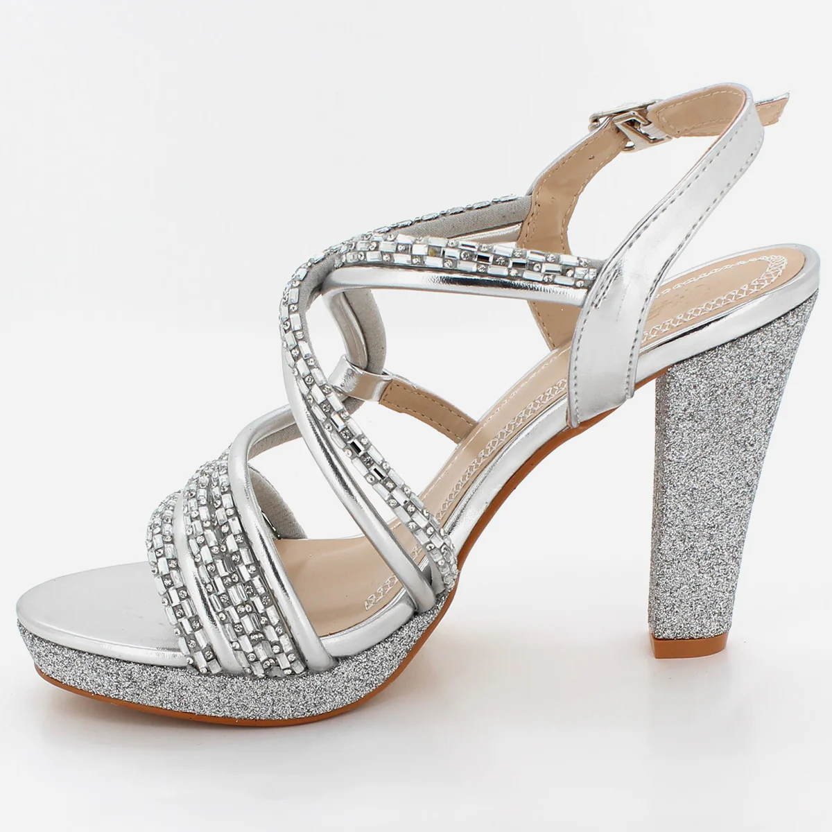 Womens "ROYALE" Diamante Detailing Block Heeled Sandals - Image 4