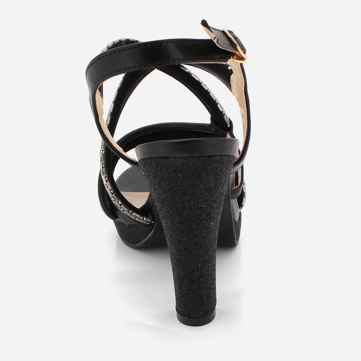 Womens "ROYALE" Diamante Detailing Block Heeled Sandals - Image 3