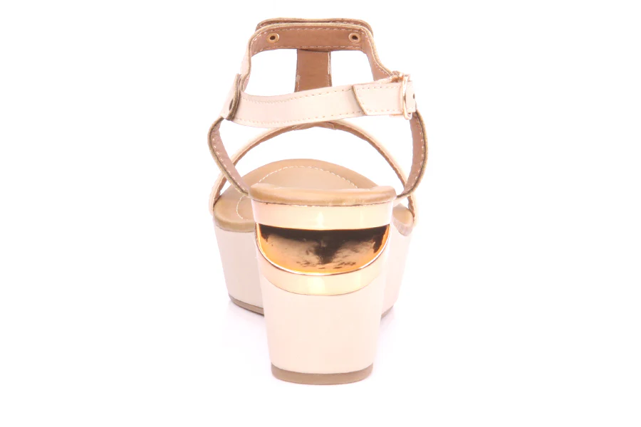 Womens T Strap ' Ana ' Casual Wedge Heel Sandal - Image 2