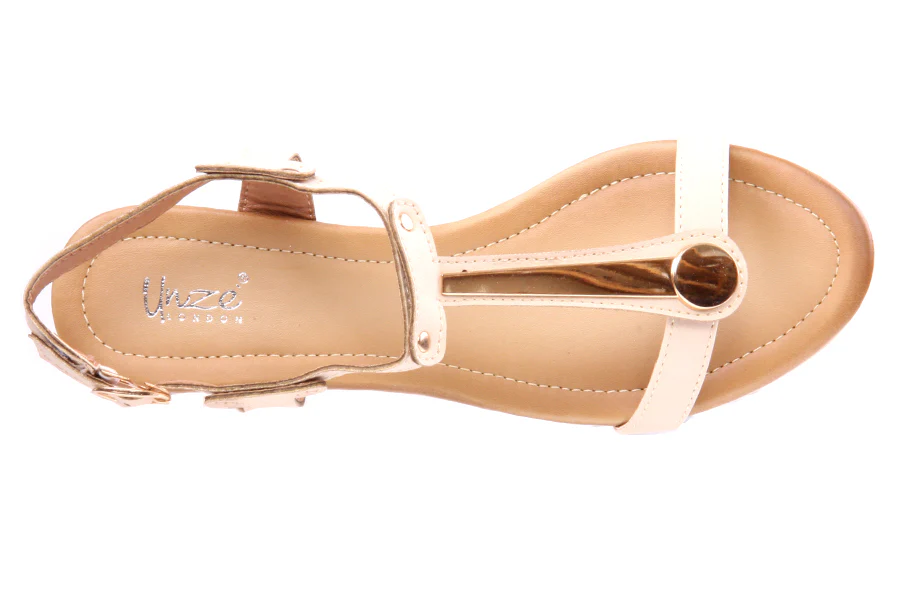 Womens T Strap ' Ana ' Casual Wedge Heel Sandal - Image 4
