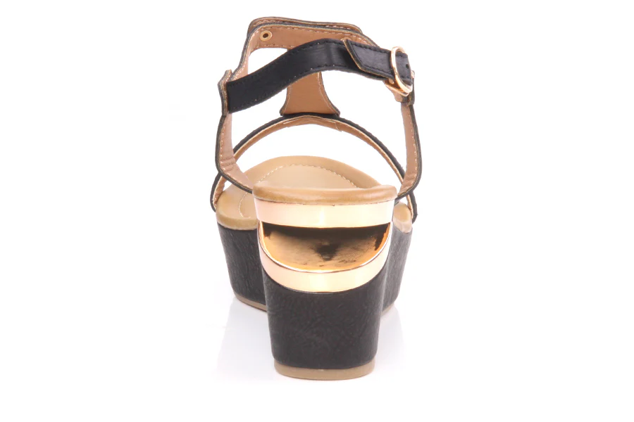 Womens T Strap ' Ana ' Casual Wedge Heel Sandal - Image 2