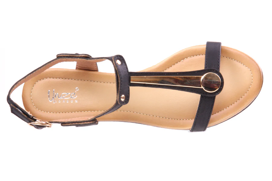 Womens T Strap ' Ana ' Casual Wedge Heel Sandal - Image 4