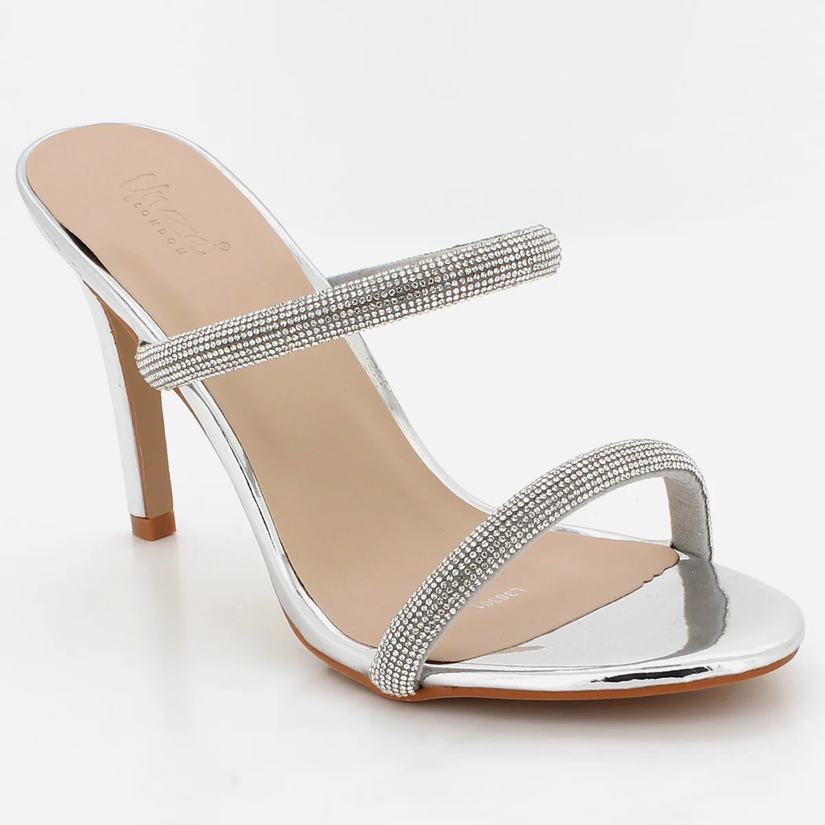 Womens "UBAIRA" Crystal Decorated Slid-In Party Sandals