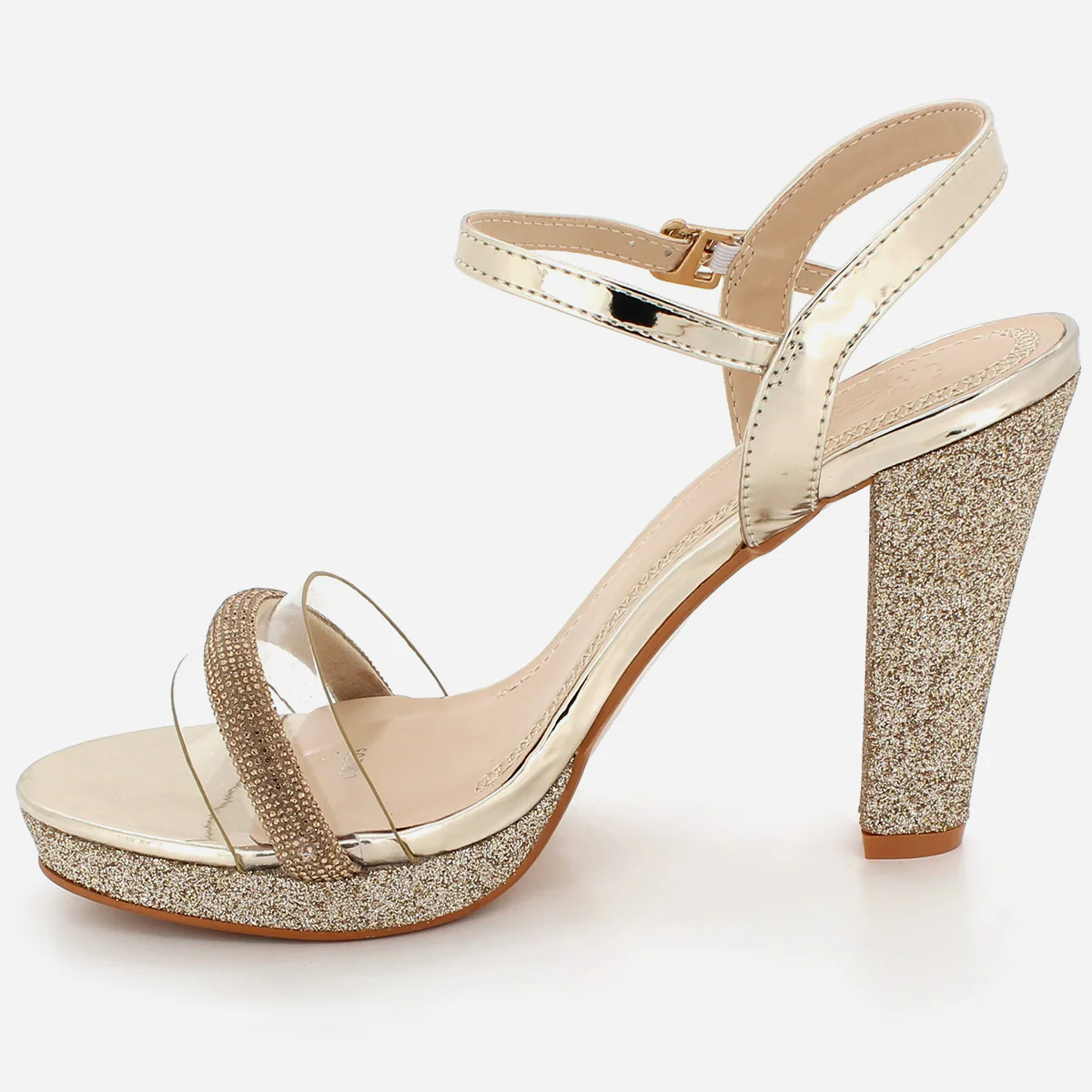 Womens "YUVA" Embellished Block Heel Slide-In Sandals - Image 4