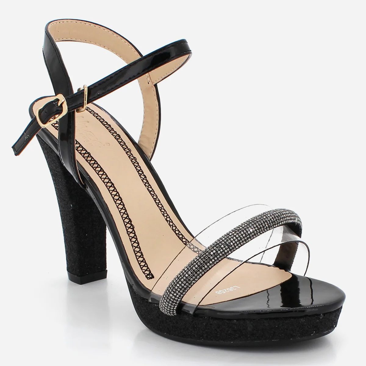 Womens "YUVA" Embellished Block Heel Slide-In Sandals