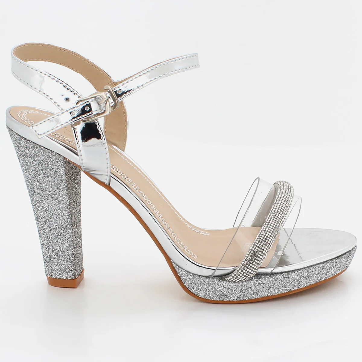 Womens "YUVA" Embellished Block Heel Slide-In Sandals - Image 2