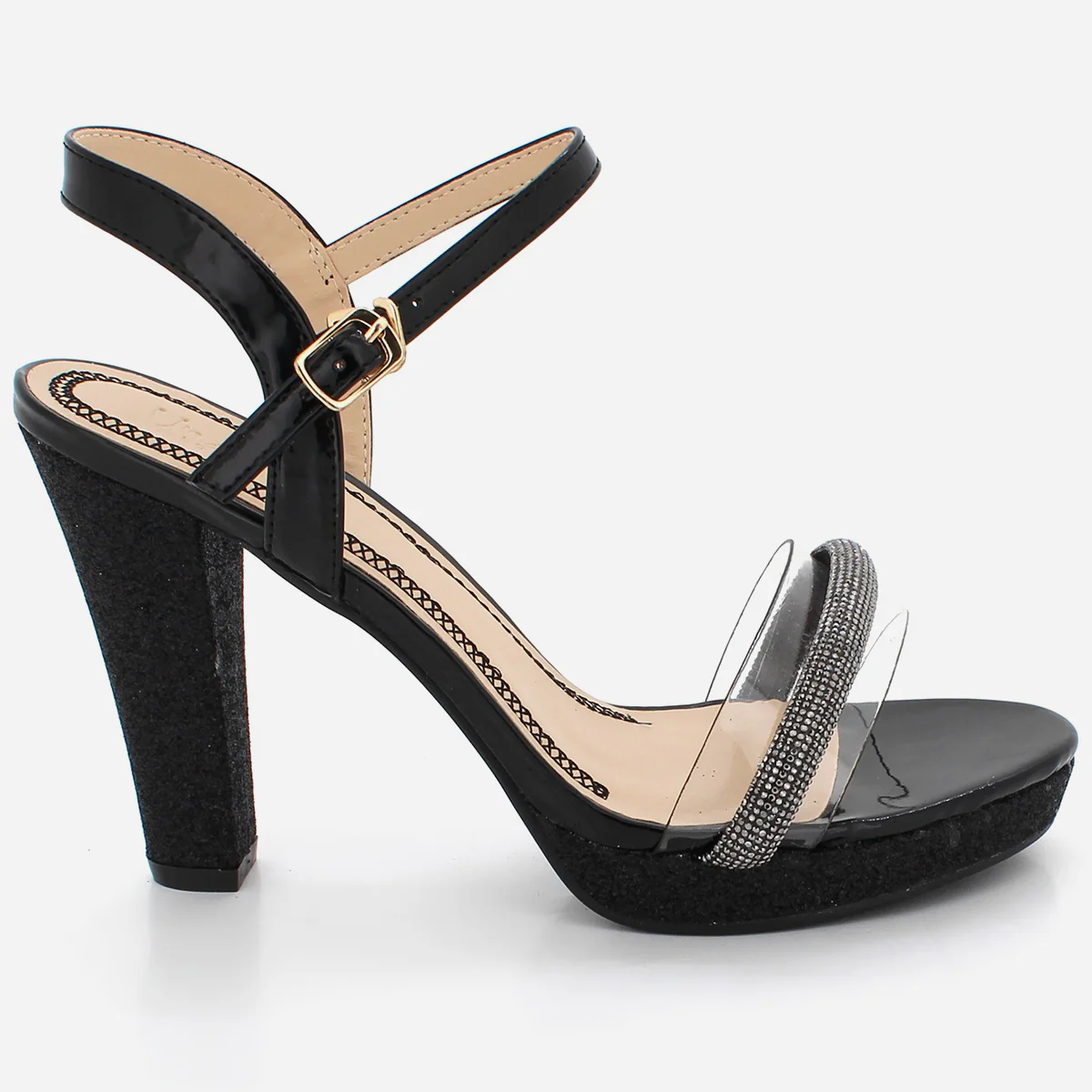 Womens "YUVA" Embellished Block Heel Slide-In Sandals - Image 2