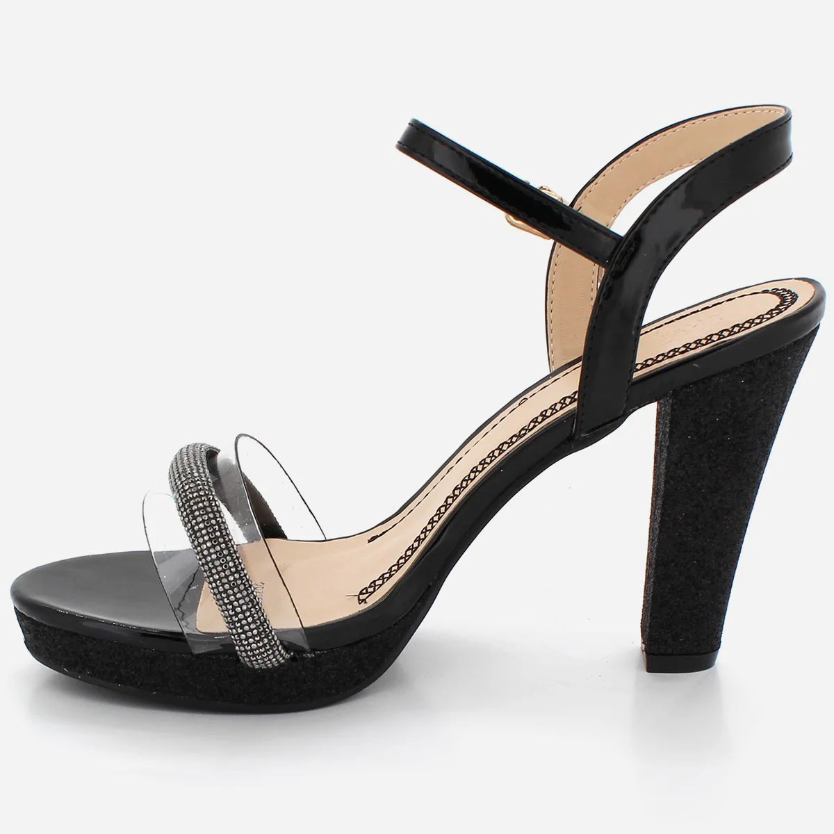 Womens "YUVA" Embellished Block Heel Slide-In Sandals - Image 4