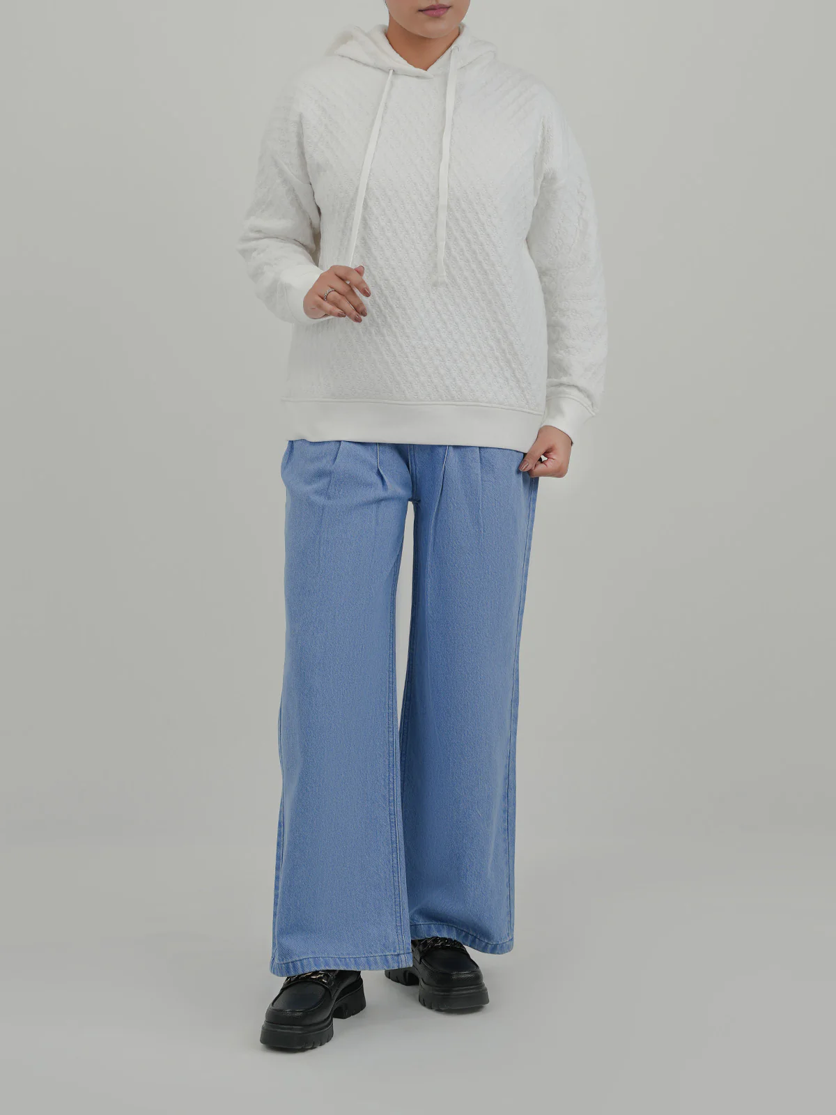 "YAPANY" Comfort Textured Fleece Hoodie - Image 2