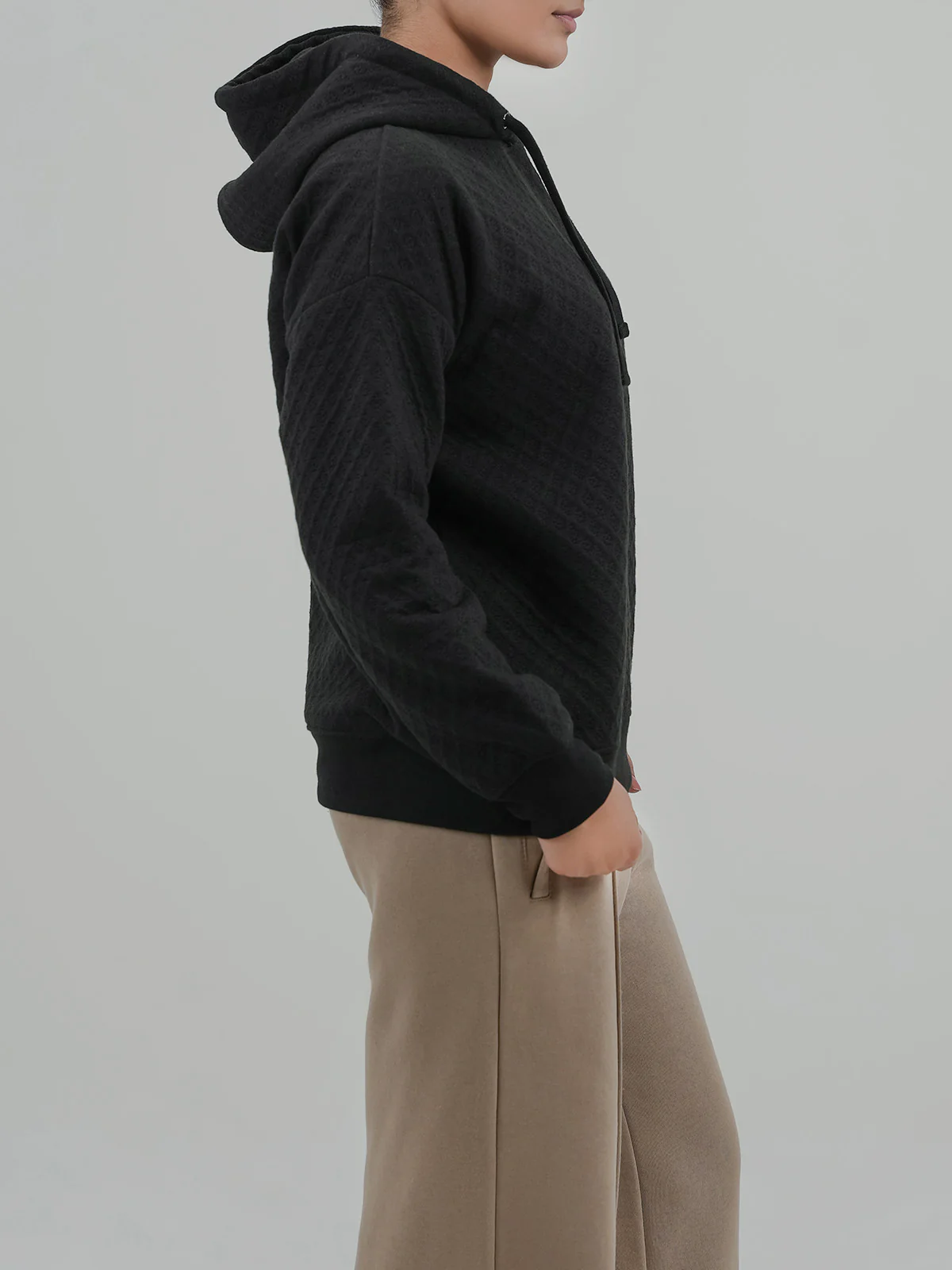 "YAPANY" Comfort Textured Fleece Hoodie - Image 3
